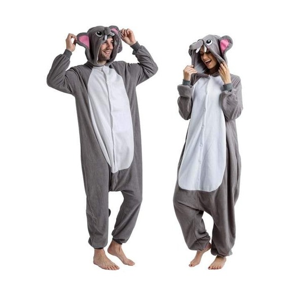 Elephant Costume‎ Adult Extra Large Pajamas Snuggle Me One Piece Cosplay Costume - Picture 1 of 9